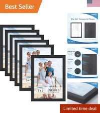 Sustainable 5x7 Black Picture Frames - 6 Pack, Water-Resistant Elegance