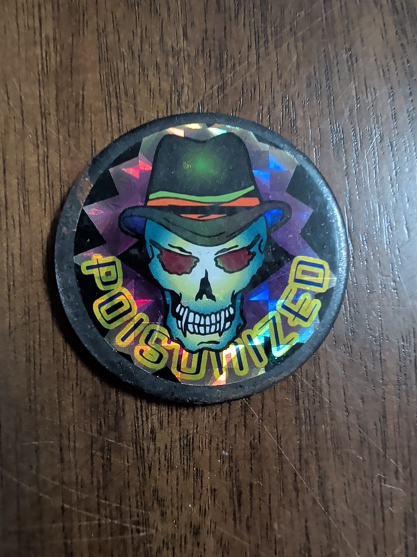 Vintage Pog Slammer  Metal Poisonized Skull Hat Holographic