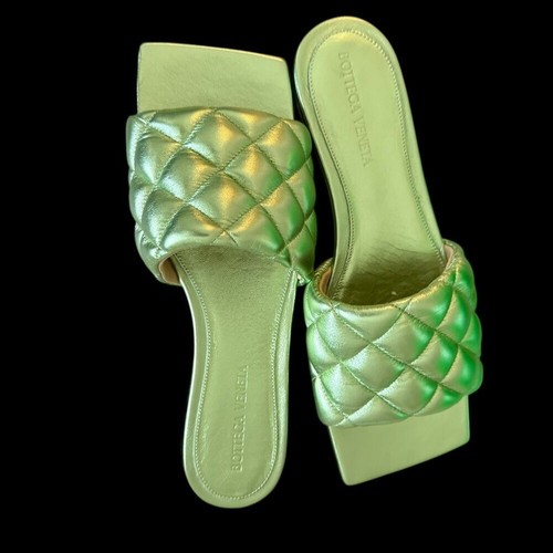 BOTTEGA VENETA Quilted Leather Padded Flat Slide Sandals -Euro 36