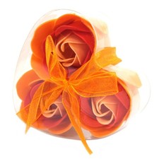 3er Set Seifenblumen Herz Box - Pfirsich Rosen