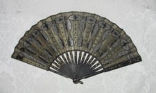 Antique Victorian Hand Fan with Sequins and Spangles Circa 1900