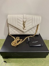 Saint Laurent Mixed Matelasse Grain de Poudre Monogram Chain Wallet