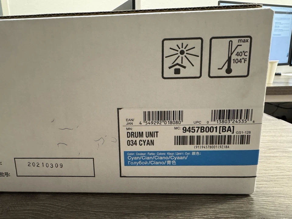 Cartucho de tambor sellado Canon 034 cian 9457B001 OEM **NUEVO** Foto 2 de 4
