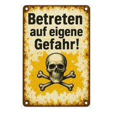 Betreten Gefahr Hinweis Blechschild | 20x30cm | Dekoschild Schild Metallschild