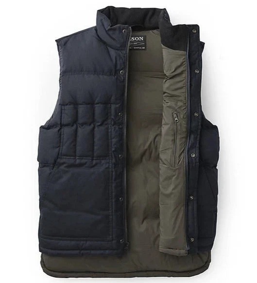 Filson Down Cruiser Vest Harbor Blue Dark Navy Waxed Cover Cloth Insulated XXL