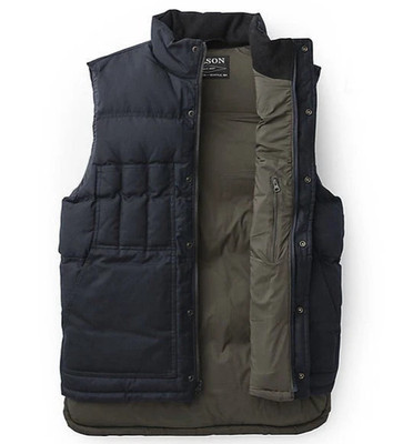 Filson Down Cruiser Vest Harbor Blue Dark Navy Waxed Cover Cloth Insulated XXL
