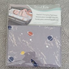 Trend Lab Flannel Space Theme Changing Pad Cover Gray Multicolor