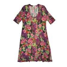 Natural Life All Day ButterSoft Tee Midi Dress Size L Floral Pink Painted Garden