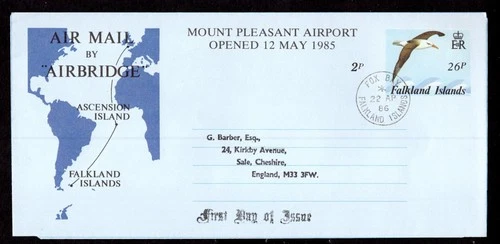 Falkland Islands - 1986 Mount Pleasant Airport Aerogramme First Day Cover