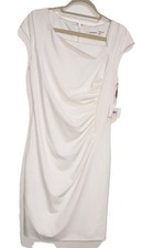 NWT Calvin Klein Sheath Dress Size 10 Ivory Cowl Neck Cap Sleeve Career CD3X1847
