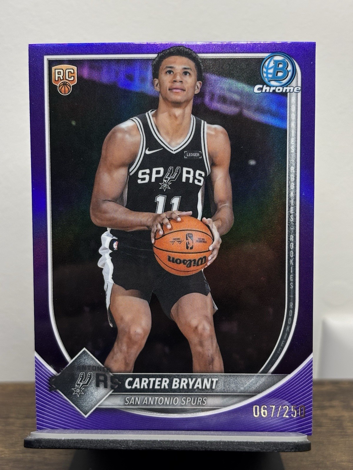 Carter Bryant 2025 Bowman Chrome Purple Refractor /250 #BCV-14 (RC) - Spurs