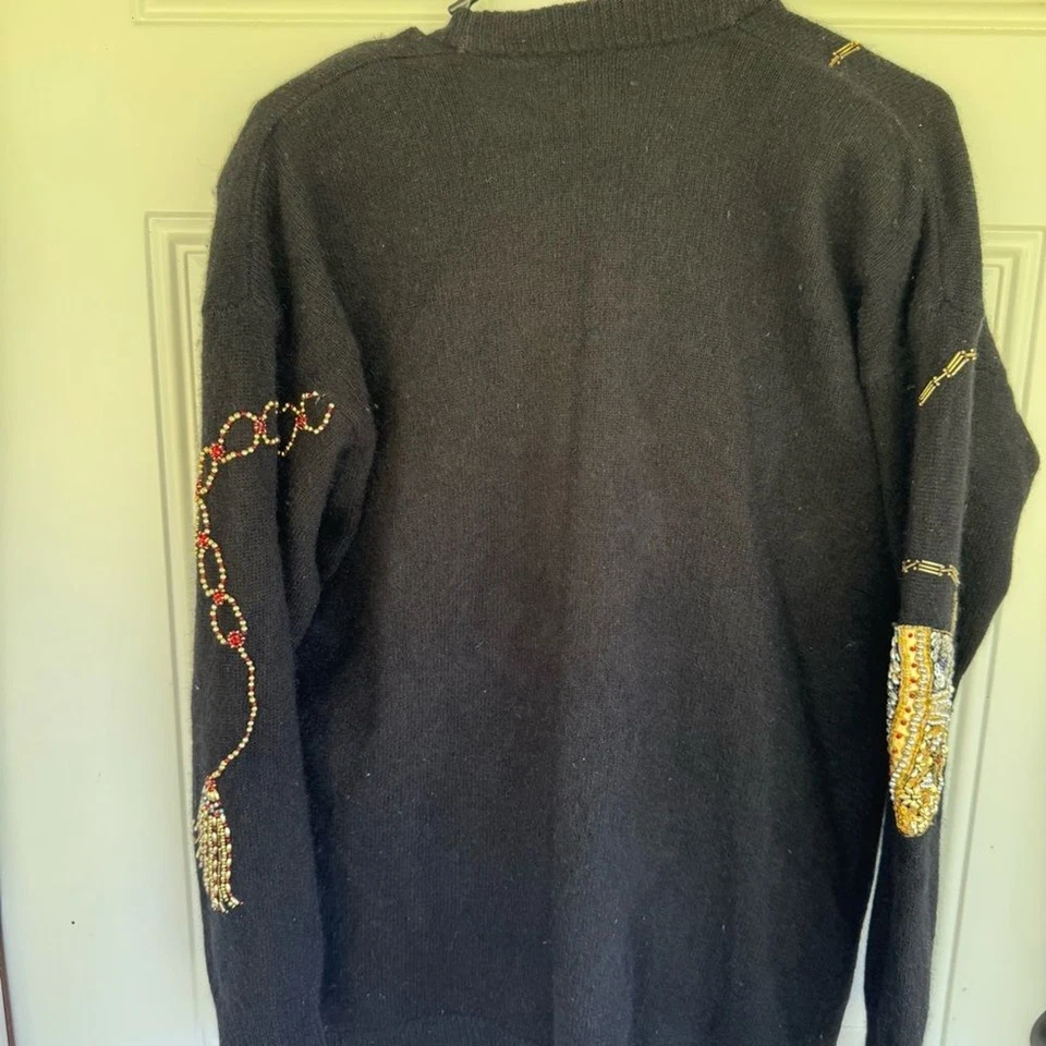 Suéter cárdigan vintage de lana de cordero de angora de rafia Foto 3 de 4