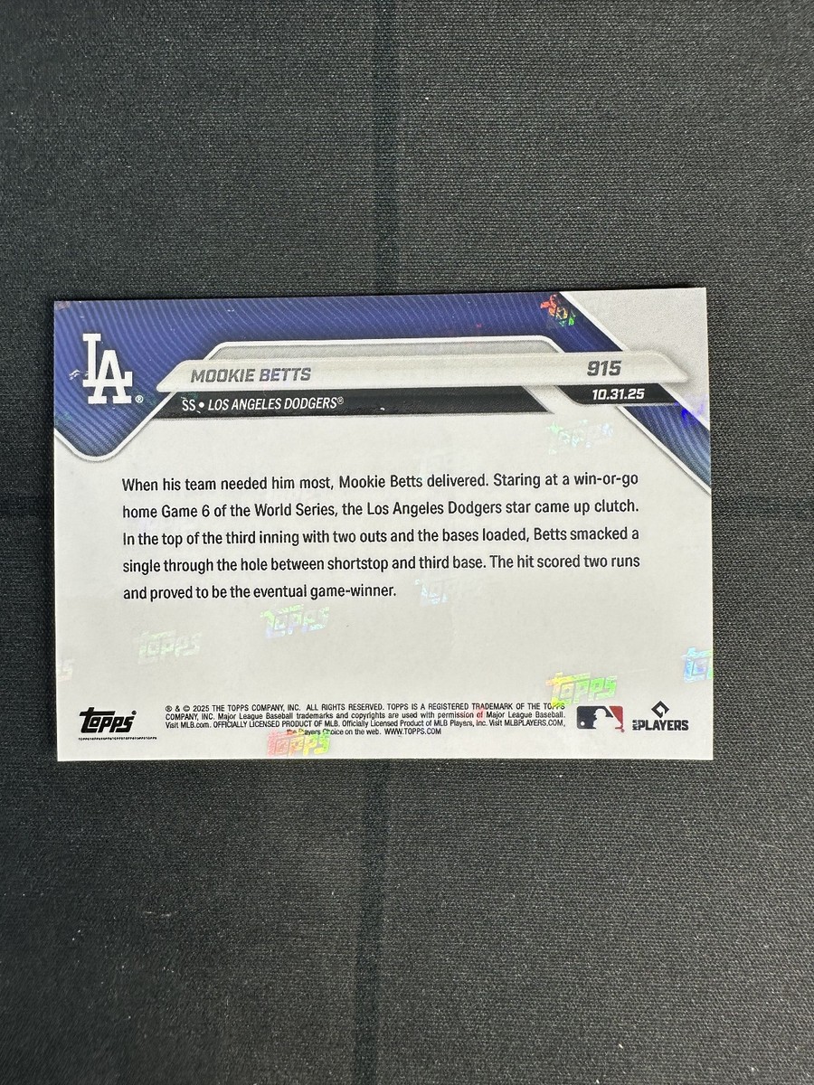 Mookie Betts World Series Win 2025 MLB Topps NOW - Card 915 Orange