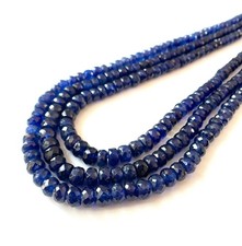 Natural Blue Sapphire Faceted Rondelle Beads Necklace-4/6MM Transparent Sapphire