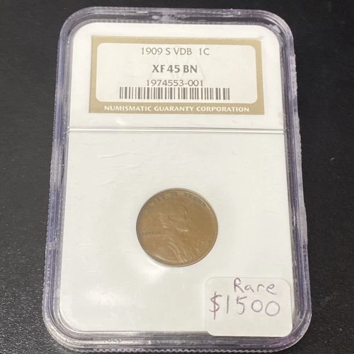 1909-S VDB Lincoln Wheat Cent NGC XF45 BN Key Date Even Chocolate Brown 1c Penny