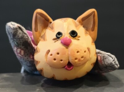 Teeny Beenies Ginger Cat Ceramic Head Pellet Filled Body Russ 4.5''