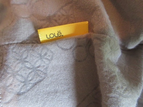 LOLE COWL TUBE NECK PULLOVER SIZE L TAUPE SUBTLE BOTANICAL PRINT LSLV DRAWSTRING - Picture 8 of 10