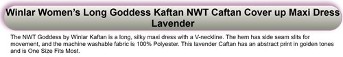 Winlar Women’s Long Goddess Kaftan NWT Caftan Cover up Maxi Dress Lavender - Picture 5 of 10