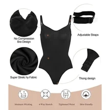 Women Tummy Control Body Sculpting Shaper Thong Seamless Bodysuit Shapewear Top