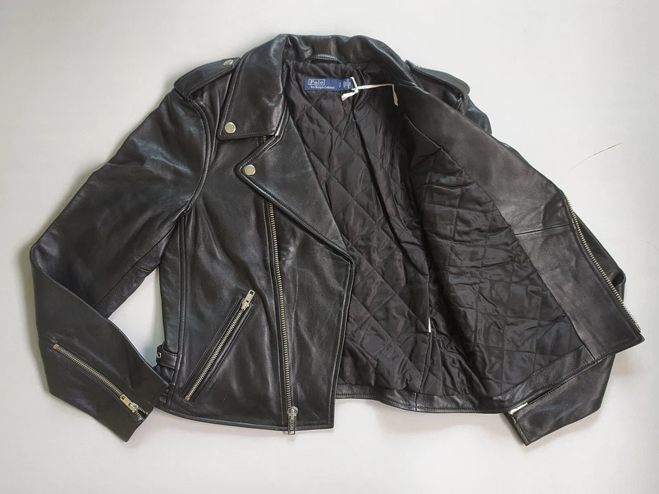 Chaqueta de moto de cuero para mujer Polo Ralph Lauren envío gratuito a todo el mundo FTP-9004 Foto 3 de 4
