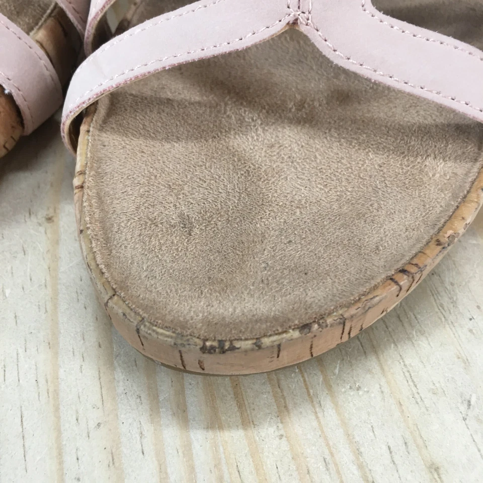 Sandalias aerosoles para mujer 10 M de lujo con cordones rosa imitación cuero tacón de cuña Foto 4 de 4