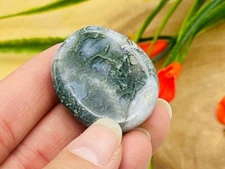 Moss Agate Worry Stone, Moss Agate Crystal, Pocket Worry Stone, 1.5 inch