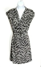 H&M Womens Dress Size 6 Black Print Wrap 