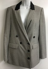 Jason Wu Black Herringbone Jacket Double Breasted Viscose Blend Size 6