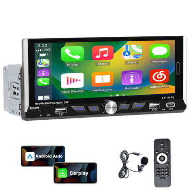 Single 1DIN 6.9'' Autoradio Apple CarPlay Android Auto Bluetooth USB TouchScreen