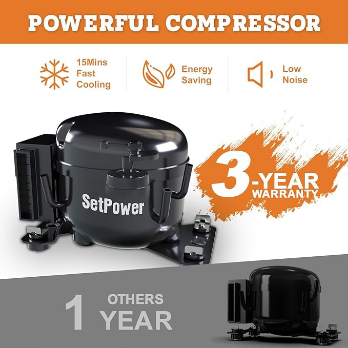 Setpower AB15 12 Volt Portable Car Refrigerator RV Fridge For