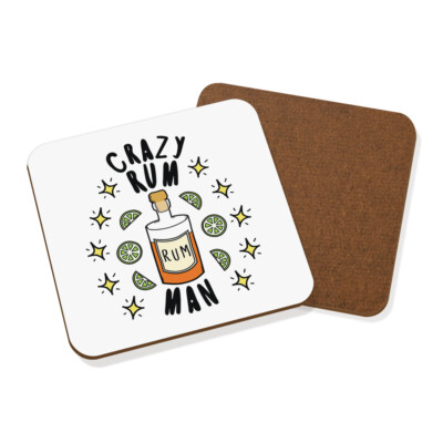 Crazy Rum Man Stars Coaster Drinks Mat Funny Joke Drunk Dad Fathers Day