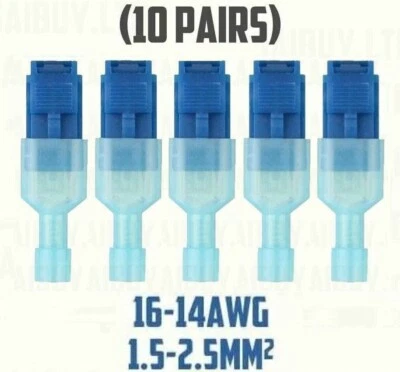 BUY WITH CONFIDENCE 10 pairs Scotch Lock T Tap Cut Wire Connectors Scotchlock Electrical Cable Blue