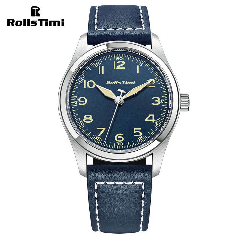 Orologio da uomo - cinturino in pelle blu - quadrante bianco – GT collection