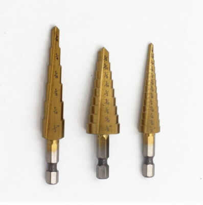 3pcs/set TITANUM NITRIDE COATED   STEP DRILLS 28 Hole Sizes straight   #D2*
