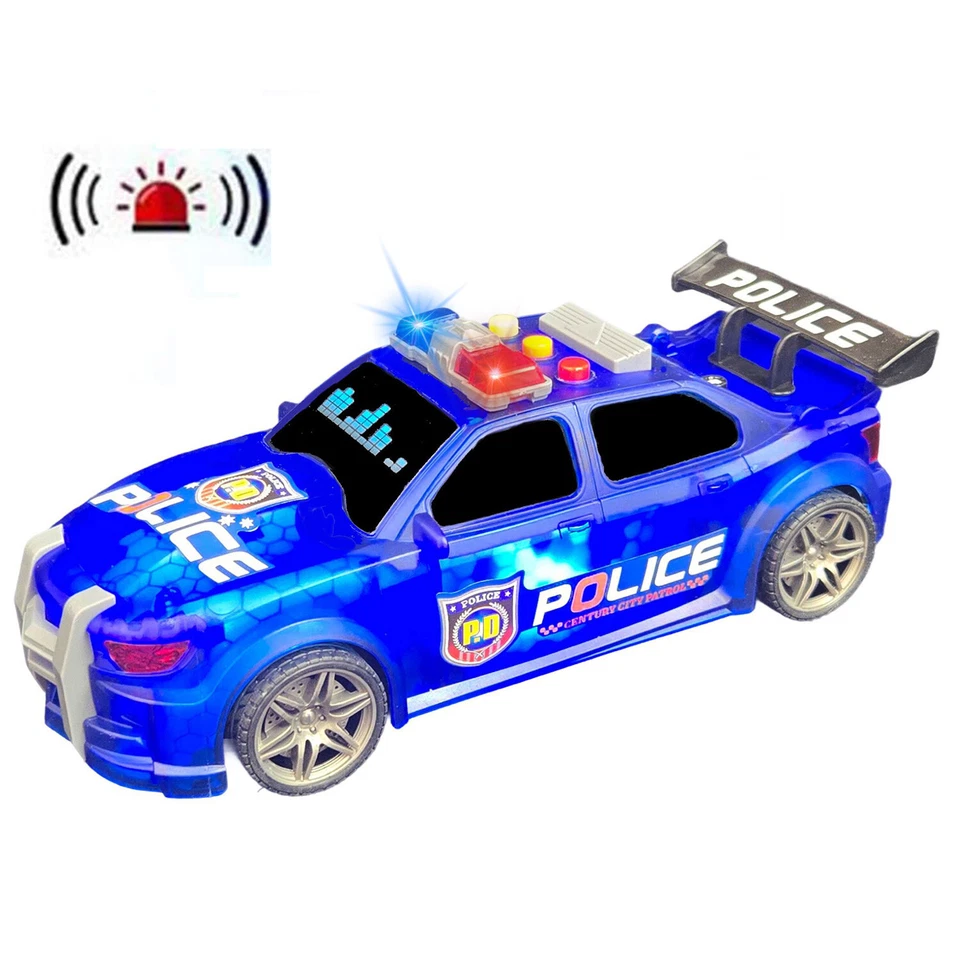 Modelo de coche de policía Push And Go accionado por fricción azul con luces para regalo para niños Foto 2 de 4