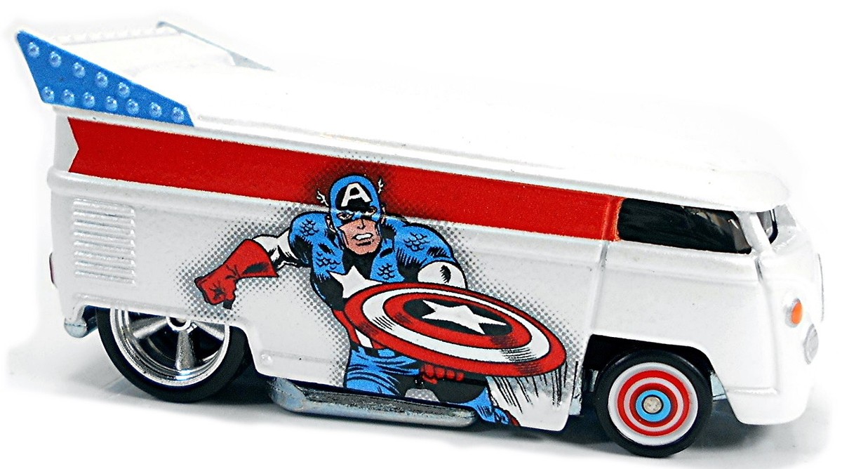 Hot Wheels Premium Volkswagen VW T1 Drag Bus 1:64 Marvel Captain