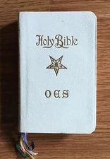 Order Of The Eastern Star HOLY BIBLE Holman / Circa 1954 White Pocket Size