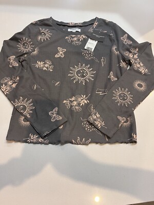 Grayson Threads Black Label Waffle Top Full Graphic Print Junior XL New With Tag