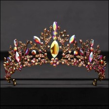 Holographic red multi color Tiara Crown Detailed Princess Queen headress prom