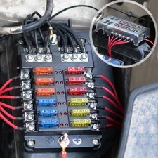 Universal 12 Way Car Black Blade Fuse Holder Box Block w/LED Indicator Durable A