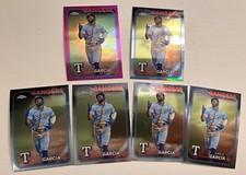 2024 Topps Chrome Adolis Garcia 6 Card Lot Refractor, Pink, 4 Base Texas Rangers