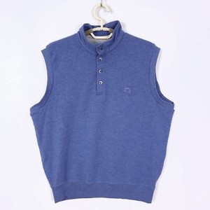 F&G Tech Sweater Vest Mens M Blue Golf Button Mock Neck Sleeveless Preppy