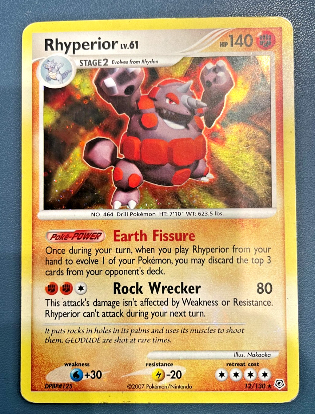 Pokemon card - Rhyperior #12- Diamond& Pearl 2007 - Holo
