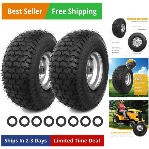 6 Replacement Lawn Mower Tires - 2 Pack Heavy Duty-6nhs Rubber Tire and ...
