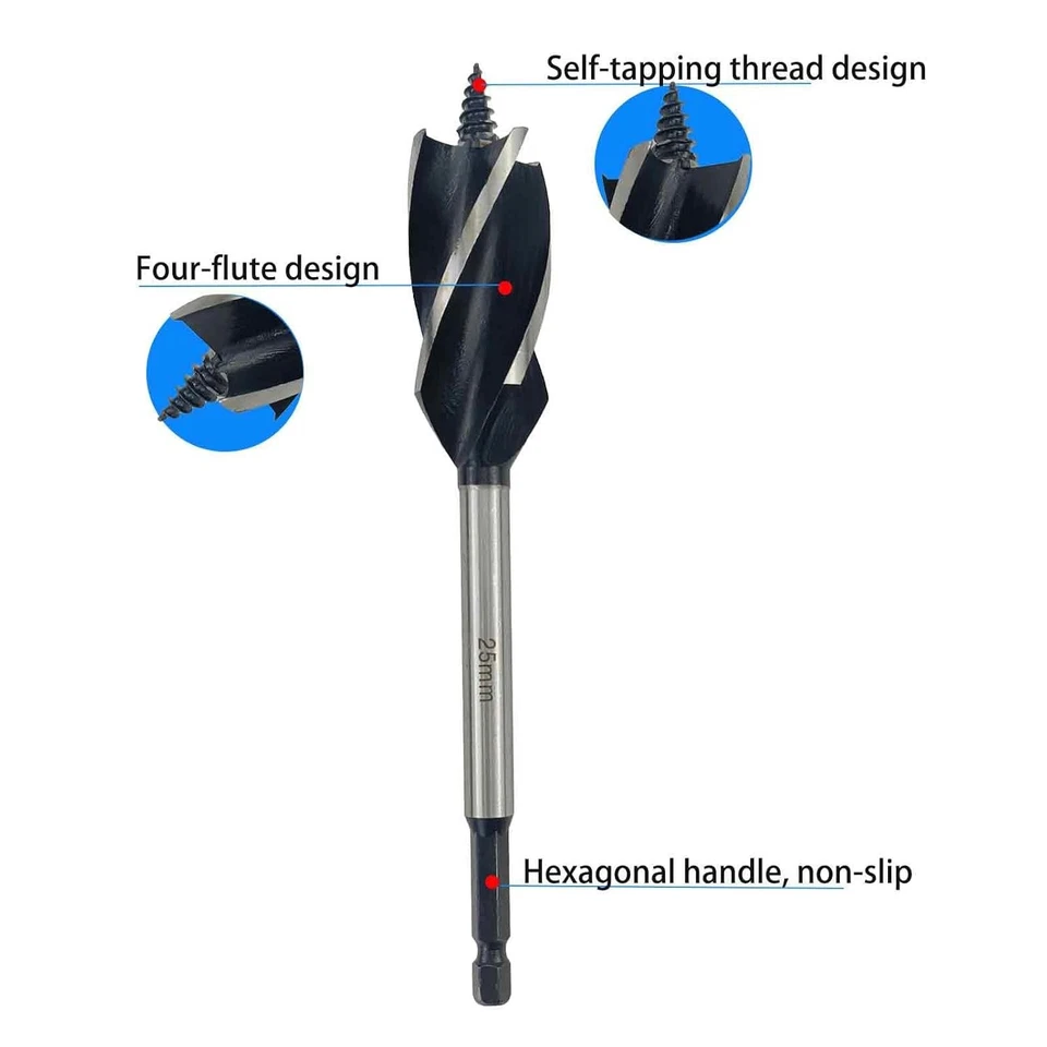 9 teilig Holzbohrer Set Spiralbohrer Bit Bohrer Sechskantschaft Holz 10-32mm - Bild 4 von 4