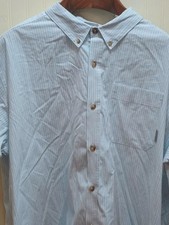 Columbia Shirt Mens XL Blue White Stripe Shor...