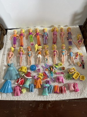 Vintage Polly Pocket Lot 19 Doll Figures Clothes Shoes Accessories Mattel Era