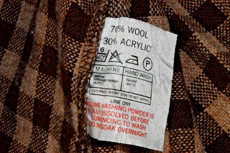 Camisa de Lana Galesa Vintage Cambrian Mills Talla L Años 60 Marrón Beige Guinga Cuadros Foto 4 de 4