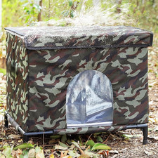 Outdoor Elevated Cat House Water Resistant Windproof Foldable Shelter for Small