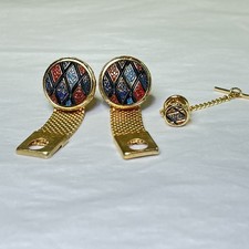 Men’s Hickok Vintage Cuff Links And Matching Tie Pin Rare HTF Mosaic Made In USA